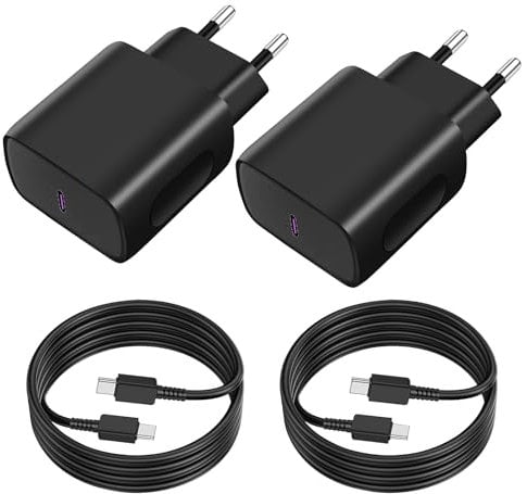 Vemfay Cargador USB C Carga Rapida 45WX2+ 2MX2 Cable Cargador Tipo C para Samsung S25/S24/S23/ S22 /S21 /S21 Ultra,S20 FE, A16/A15/A14/A56/A55/A34, Movil Enchufe Charger Cabezal