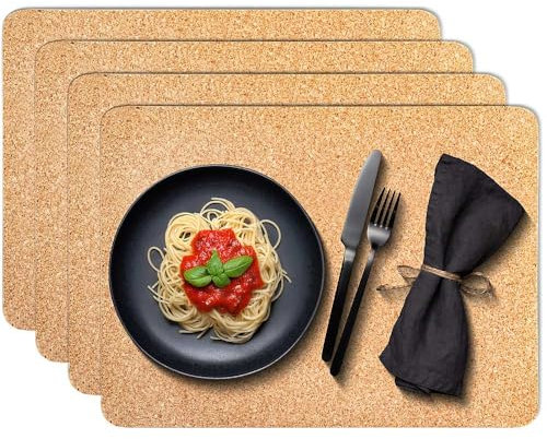 Tuuters Platzset aus Kork, 4 Stück Tischset Klassik, Platzdeckchen abwaschbar 40x30cm