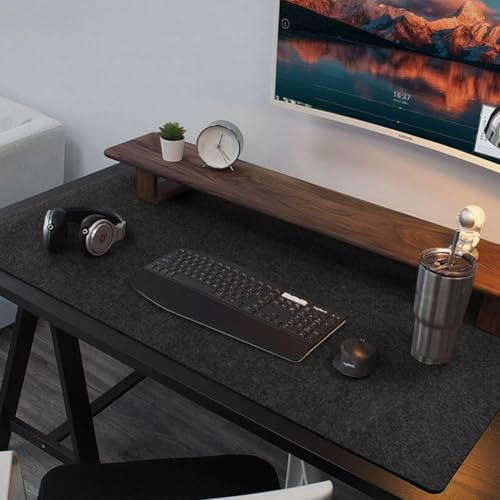 Schreibtischunterlage Filz Mauspad XXL, Dunkelgrau, 90 x 43cm, 3mm Dick | Rutschfester Desk Mat, Office Desktopschutz, Schreibtischmatte für Büro und Zuhause
