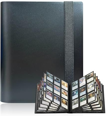 Pmueuff Album Raccoglitore Carte, Raccoglitore per Carte da Collezione con Cinghia Elastica Libro Porta Carte Impermeabile Binder Cartes Doppio per Pokémon, Yu-Gi-Oh, MTG, Cartes da Sport