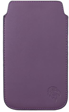 Davii Schutztasche passend für Apple iPhone 16/16 Pro / 16e mit Hülle, Einsteckhülle Handytasche mit Zuglasche – weiches Innenfutter Adler Standard XL Dunkel-Lila