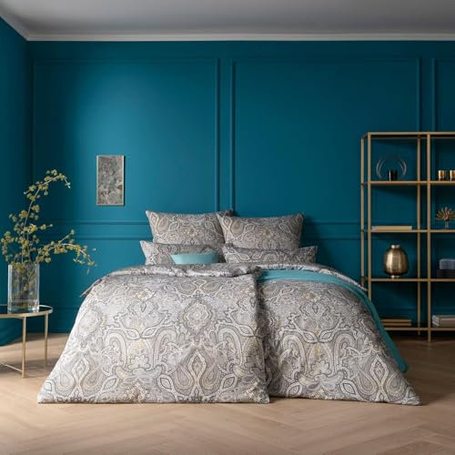 ESTELLA Bettwäsche Fernanda Mako-Satin Silber Größe 135x200 cm + 80x80 cm