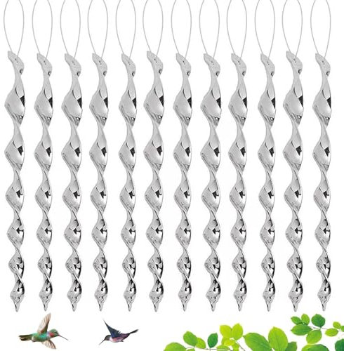 XZSKD 12 Pcs Bird Scarers for Gardens, Pigeon Deterrent, Windmills for Garden to Scare Birds, 30cm Reflective Rods for Humane Bird Control in Yards, Farms & Balconies