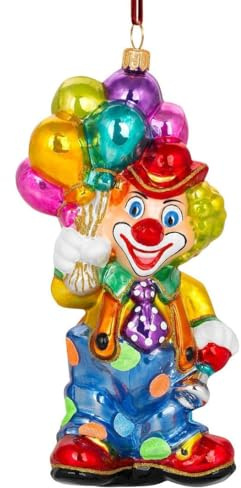 Glas Christbaumschmuck mundgeblasen handbemalt in Europa | Weihnachtsbaum Anhänger für Weihnachten | Christbaumanhänger | Weihnachtsbaumschmuck (Fröhlicher Clown 18 cm)