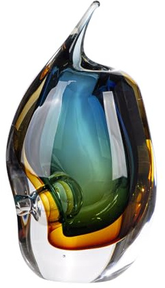 Glas Art Vase Dario aus Glas - glänzend - blau/braun/grün/klar - Höhe 24cm x Breite 13cm - wasserdichte Glasvase