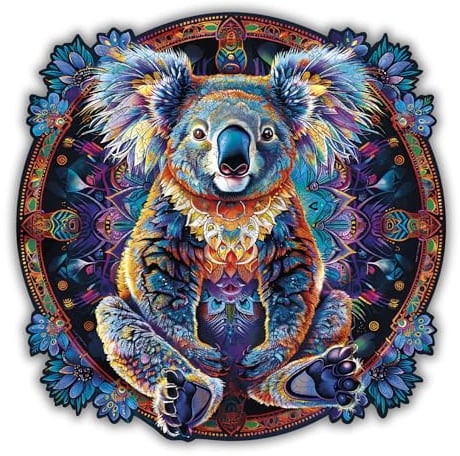 CREATIFWOOD Original Holzpuzzle 250 Teile – Größe 28×28 cm – Einzigartige Teile – Entspannende und lehrreiche Aktivität Erwachsene und Jugendliche (Koala-Mandala)