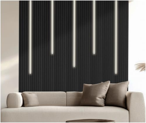 ondeco Akustikpaneel 20x240cm Wandpaneele Filz, B1 Brandschutz, schallabsorbierend, 3D Design Schwarz 20 x 240cm