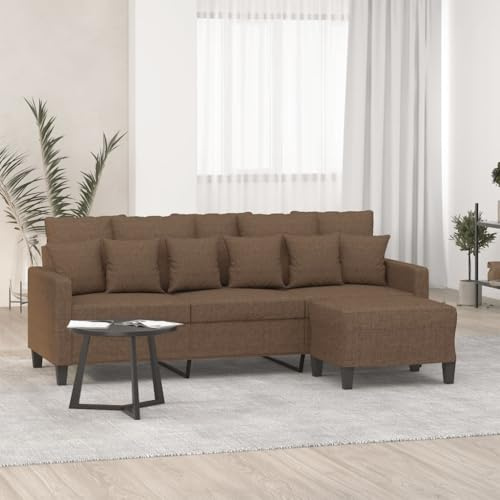 ZQQLVOO 3-Sitzer-Sofa mit Hocker Braun 3-Sitzer Sofa mit Hocker, strapazierfähiger Stoff, Robustes Gestell, bequemes Sitzerlebnis, vielseitig einsetzbar. 180 cm Stoff