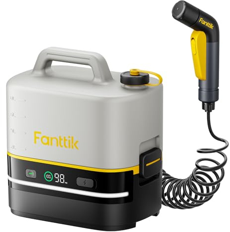 Fanttik NB10 Nano tragbarer Akku-Drucksprüher, 2,1-Gallonen-Tank, 72-98 PSI, HD-LED-Display, 4000mAh, mit Campingleuchte – tragbarer Hochdruckreiniger für Zuhause, Terrasse und Camping
