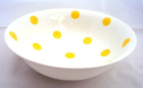 fromeuropewithlove Yellow Spots Bowls Set of 6 Fine Bone China Cereal Bowls Hand Decorated in UK