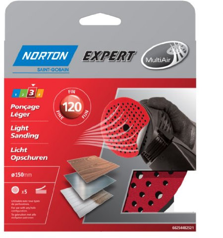 Norton Lot de 5 Disque Pex auto-agrippants expert Diamètre 150 Grain 120 Multi Air