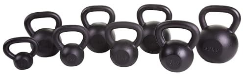 Sport-Thieme Gusseisen Kettlebell pulverbeschichtet | Hohe Langlebigkeit | Hochwertige Kugelhantel in 11 Gewichtsklassen: 4 kg - 32 kg | Schwarz | Markenqualität
