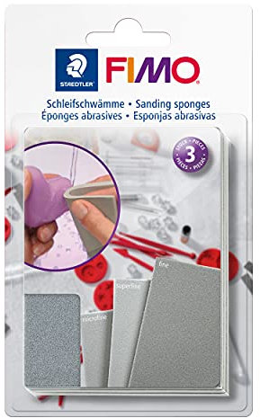 STAEDTLER - Fimo Accessoires - Blister 3 éponges abrasives de ponçage et polissage - 8700 08, Neutre