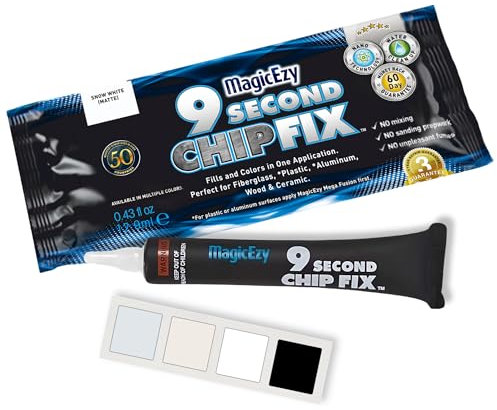 MagicEzy 9 Second Chip Fix - Bateau en fibre de verre Mastic de Réparation Rapide d'éclats, trous et fissures profondes, Snow White