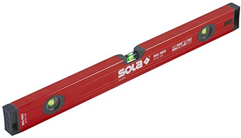 SOLA LSB24 Wasserwaage mit 3 60% vergrößerten Ampullen aus Aluminium, 61 cm, Rot