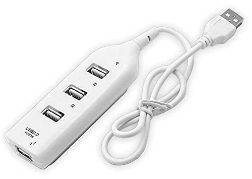 OcioDual Ladrón Multipuerto Blanco Adaptador HUB de 4 Puertos USB 2.0 Extensor Divisor Splitter para Windows 10 7 PC Portátil