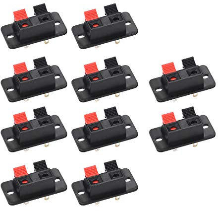 sourcing map 2 Way Spring Speaker Terminal Clip Push Release Connector Audio Cable Terminals Strip Block WP2-204 10Pcs