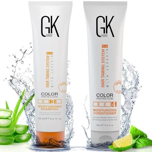Sulphate Free Moisturizing Shampoo and Conditioner Duo for Colour Protection and Keratin Treatment By GK HAIR Nourishes Cleansing Dry to Normal Paraben-Free Aftercare Men and Women - 100ml Each