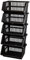Large 5 Tier Stacking Baskets Storage Veg Rack Plastic Stackers, Black, Length 35.5 cm x Depth 30 cm x Height 17.5 cm (Black)