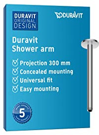 Duravit Universal Shower arm, Shower Faucet Ceiling Mount, Shower Head 300 mm, Round, Chrome
