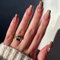 Ceboic 24Pcs Press on Nails Medium Long Coffin Fake Nails French Tip Brown Ballerina Glossy Artificial Nails Acrylic Full Cover False Stick on Nails w/ Star Designs Glue on Nails Women, 1 millilitre