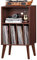 Lerliuo Plattenspielerständer, Walnuss-Plattenspieler-Ständer für bis zu 160 Alben, Mid-Century Vinyl-Aufbewahrungsschrank Tisch mit Massivholzbeinen, Plattenspieler-Halter, Display-Regal für
