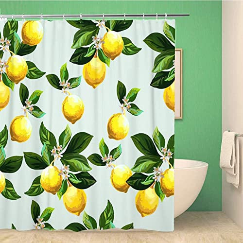Duschvorhang 120 x 200 Zitrone Shower Curtains Frucht Badezimmer Vorhang Zitrone Duschvorhang Antischimmel Wasserdicht 3D Duschvorhänge Badewannen Waschbar