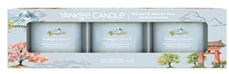 Yankee Candle Majestic Mount Fuji 3 Filled Votive Candle Gift Set, Blue