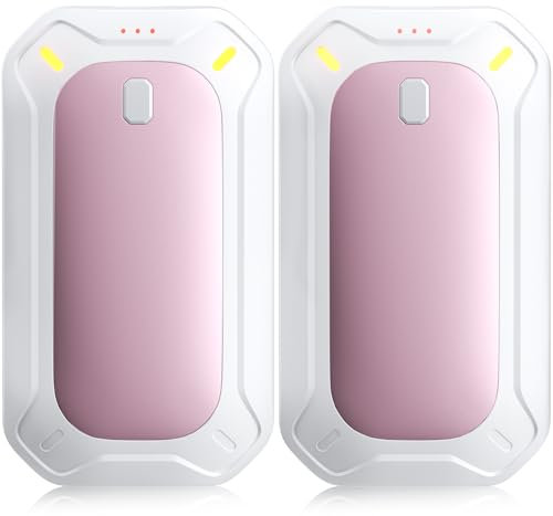 coldSky 2 Pack Hand Warmers Rechargeable, 𝗗𝘂𝗮𝗹 𝗠𝗮𝗴𝗻𝗲𝘁𝗶𝗰 Electric Hand Warmer, Double-Sided Warming Portable Heater Reusable, 12 Max Heating Time Pocket Hand Warmers Gifts for Women Pink
