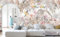 3D Papier Peint Panoramique Jungle Soie Tropicale, 300 X 210 cm Rose Plantes Fleur, Feuille, Oiseau Perroquet Grandes Murales Poster pour Salon, Adulte Chambre d'enfants, Étude Décoration