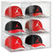 SCAVATA Hut-Organizer-Box, stapelbar, transparent, für Baseballkappen, Behälter mit magnetischer Tür für Hüte, Snapback-Kappen-Aufbewahrung, Hutständer, Vitrine, hält je 8 Hüte (transparent)