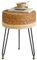 YMYNY Sitzhocker, Ottoman, Fußhocker aus Natürliches Seegras und Metallbein, in ländlichen Stil, Handgefertigt, für Schlafzimmer, Wohnzimmer, 32×32×45CM Natürliche Farbe und Weiß HBD029W