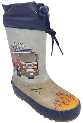 maximo Mittelschaft Gummistiefel mit Stulpe aus Naturkautschuk Motiv: Feuerwehr 112000 (Feuerwehr, EU Schuhgrößensystem, Kleinkind, Numerisch, M, 25), 33203-112000 - 48