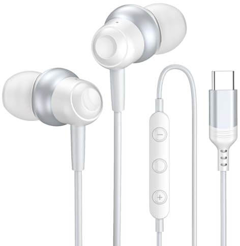 Cuffie USB C, Auricolari Type C con Filo y Microfono, Tipo C Cuffie per Samsung Galaxy S24 S23 Ultra S22 FE A55 A54 A35 A34, Auricolari Tipo C In-Ear per iPhone 15, Pixel 8/7/6, Android, Tablet