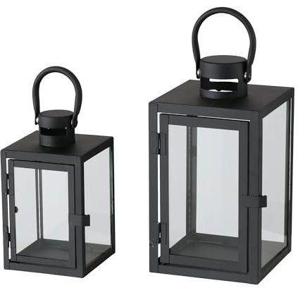Boltze Laterne Arana (Leuchte in Schwarz, Eisen & Klarglas, Lichtquelle Quadratisch, 2 teilig) 2028122