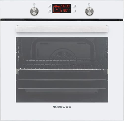 Aspes Horno Multifunción con Ventilador Cristal blanco AHM10800DCCB. Capacidad 78 Litros, 3100W, 10 Programas, Interior Esmaltado, Fácil Limpieza, Eficiencia Energética Clase A