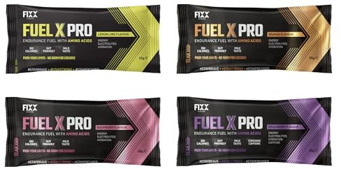 Fixx Nutrition Fuel X Pro Endurance Fuel with Amino Acids - Energy, Electrolytes, Hydration - 4 x 55g Sachets (4 x 55g Sachets, Mixed)