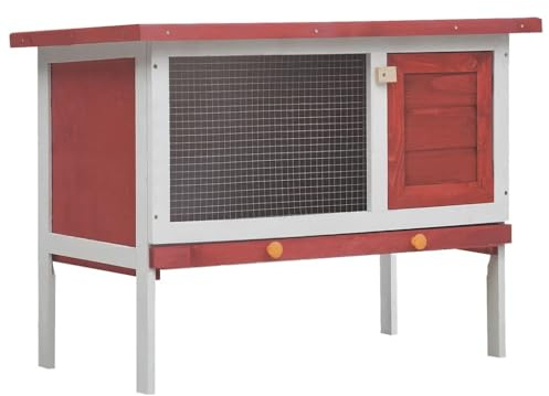 Nqyjm Kaninchenstall 1 Ebene Rot Holz Kaninchenstall Hasenhaus Kleintierkäfig
