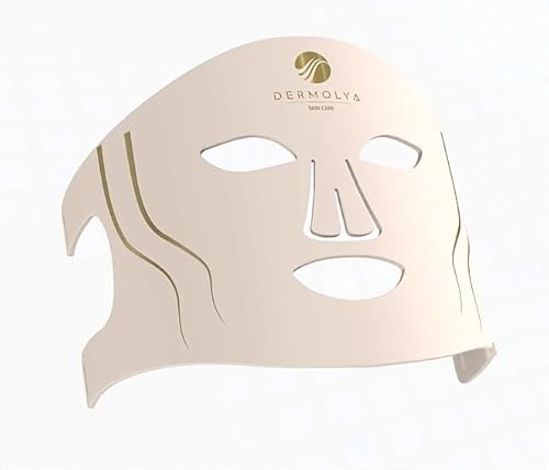 Dermolya Masque LED Visage Anti-Âge, Lumière Rouge Bleue et Infrarouge, Appareil de Soin Professionnel à Domicile, Tous Types de Peau