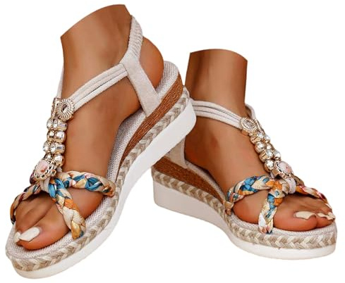 Sandales Compensées Femme Été Confortable Chaussures Espadrilles Plateforme Confort Chic Sandale Chaussure Femmes Bout Fermé Talon Et Nu-Pieds Sandalette Orthopedique Comfy Semi