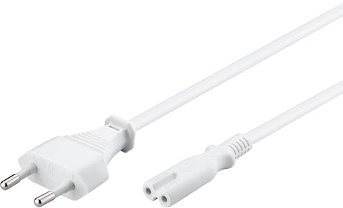 Goobay 51326 Câble d'alimentation prise EU type C vers prise double Femelle type C7, droit 1,5m, blanc