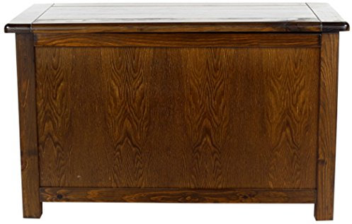 Core Products Boston Solid Pine Storage Chest with Hinged Lid, Lacquer Finish - Rustic Wooden Blanket Box & Toy Storage Trunk for Bedroom, Living Room & Entryway, Dark Walnut Brown Finish