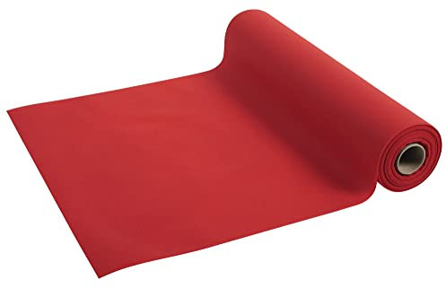 Pronappe - Réf. R532409I - Tête à tête jetable en rouleau de 24 M de long X 0,4 M de large - Prédécoupé tous les 1,20 M - Intissée Airlaid, effet textile proche du tissu - Couleur rouge
