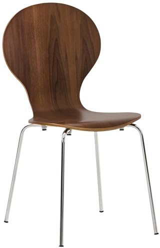 CLP Stapelstuhl Diego I Komfortabler Esszimmerstuhl I Metallgestell, Holzsitz I Ergonomisches Design I Platzsparend In Esszimmer Und Küche, Farbe:walnuss