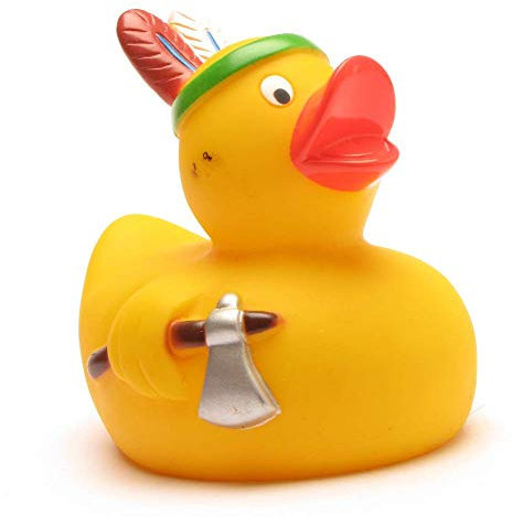 Badeente Indianer I Quietscheente I Duckshop I L: 8 cm I inkl. Badeenten-Schlüsselanhänger im Set