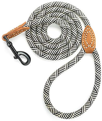 Mile High Life Leder Tailor Griff verstärken Bergsteigen Hundeseilleine mit robuster Metallverschluss (Weiß, 150 cm)