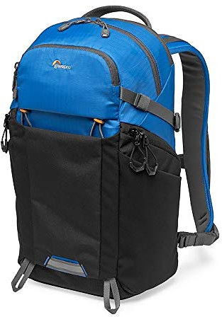 Lowepro LP37259-PWW Photo Active Outdoor-Fotorucksack (mit QuickShelf Einteiler, fasst 12“ Laptop/iPad/ 2L Trinkbeutel, für CSC von Sony, Canon, Nikon, Gimbals, Drohnen, DJI, Osmo, Mavic) blau/schwarz