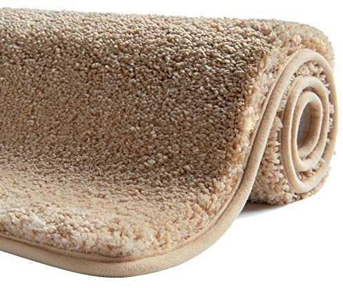 SFLXO Badematte 120cm x 70cm rutschfest-Badvorleger Maschinenwaschbar Anti-Rutsch Badteppich Weich Wasserabsorbierende-Badematten Flauschige Mikrofaser Badezimmerteppich Creme Beige Mehrweg