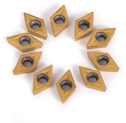 10 Pcs CNC Inserts en Carbure, Forme Losange Plaquettes en Cutter Tour, Lame en Carbure Indexable pour Tours et Fraiseuses