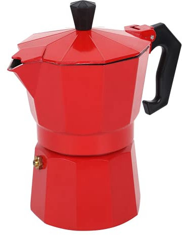 Cafetera de espresso para estufa, Cafetera espresso clásica para estufa Cafetera de aluminio con capacidad para 6 tazas Moka Maker para encimera de estufa a gas o eléctrica(rojo)